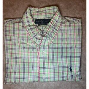 RALPH LAUREN Blake Shirt Multi-Color Plaid Golf Dress Casual Men's L Large